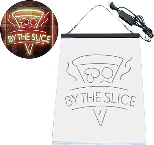 Miniatura 9 de Pizza by the Slice Café - Letrero de neón LED de doble color, rojo y amarillo, 16 x 24 pulgadas, st6s46-i4145-ry