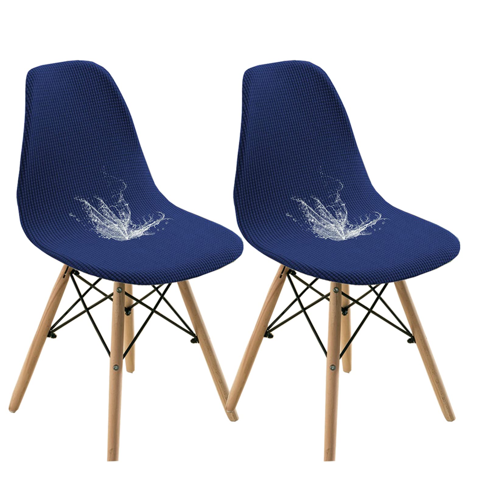 Bestenrose Water Resistant Shell Dining Chair Cover Jacquard Stretch Armless Chair Slipcovers Removable Washable Seat Cover for Kitchen Banquet Home Hotel Side Chairs Slipcover (set of 2, Navy)