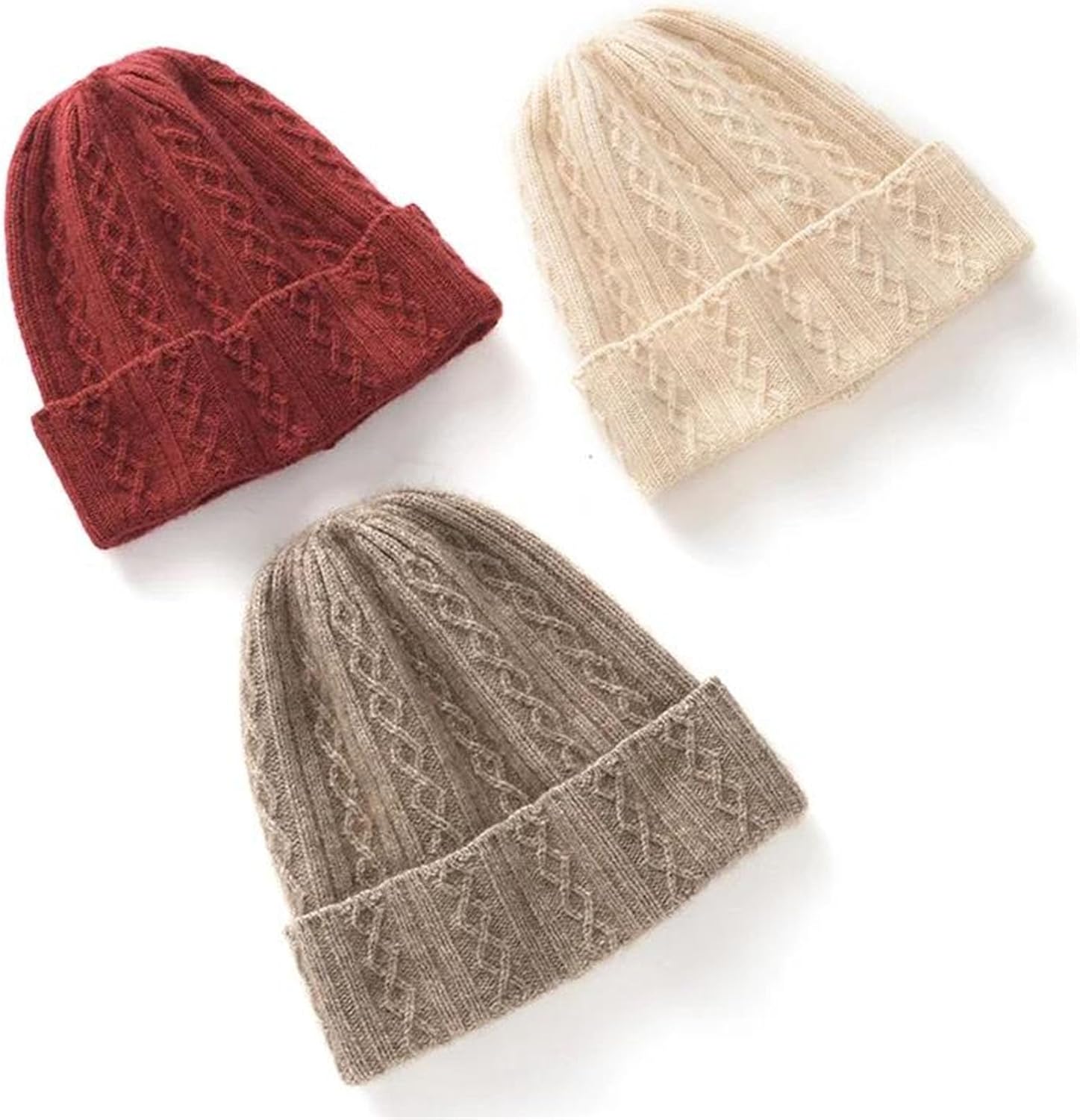 Unisex Casual Chunky Cable Knit Beanie Hat, Men and Women Fall Winter Warm Ear Protection Cold Weather Skull Cap