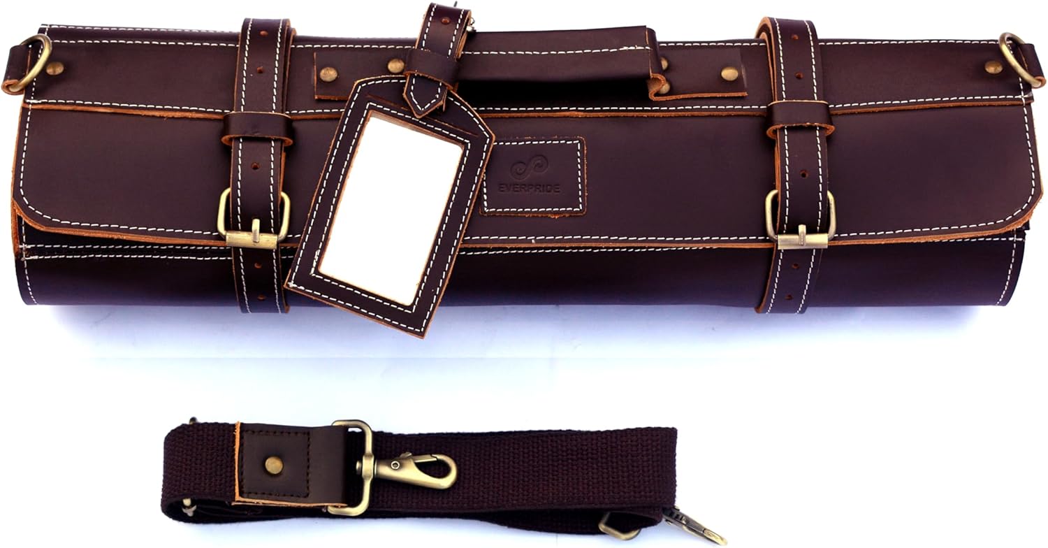 EVERPRIDE Brown Leather and Suede Knife Roll