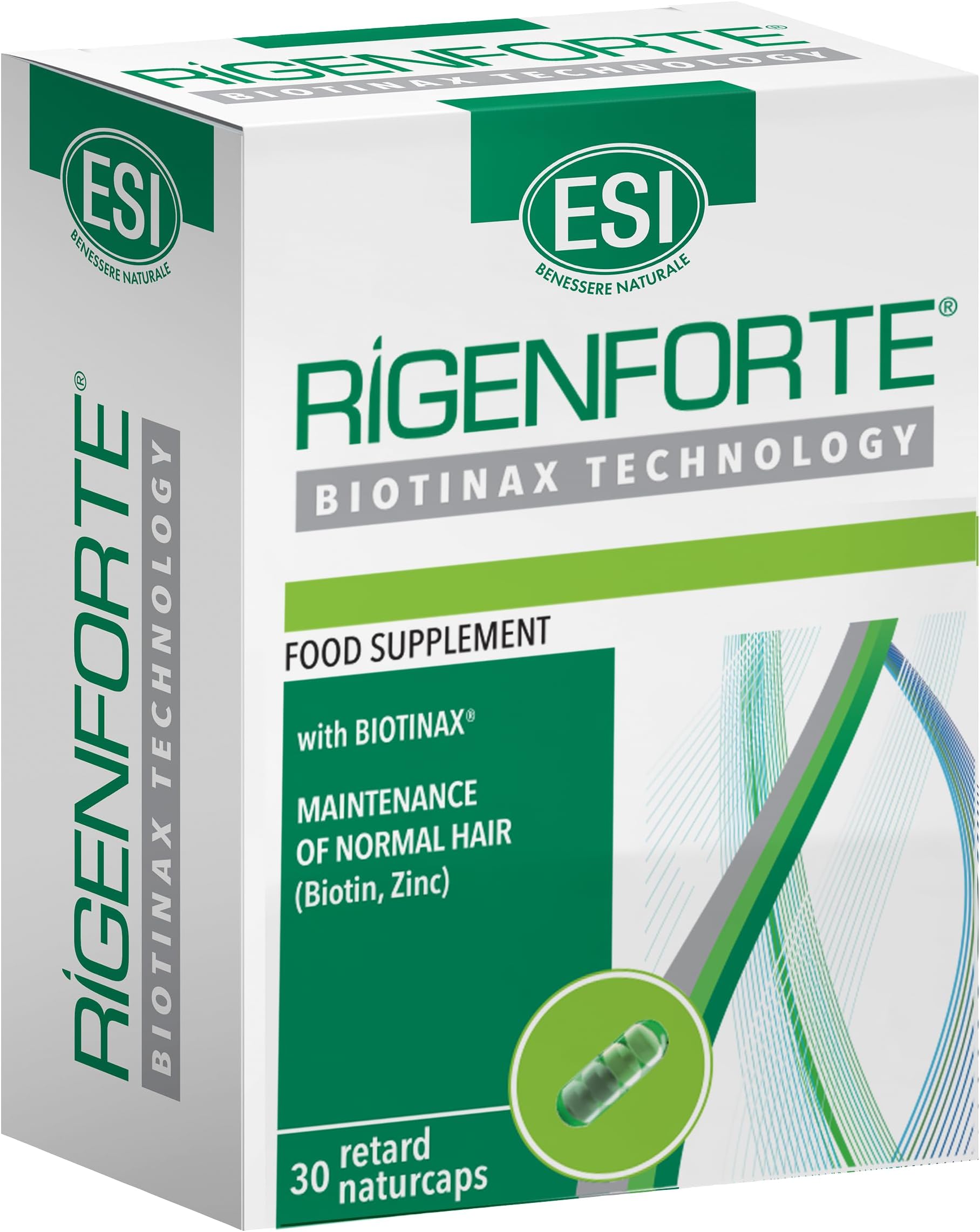 – Rigenforte Hair Supplement, 30 Naturcaps- Biotinax Formula with Biotin, Zinc, Copper, Vit E & Selenium, Slow Release, Natural Ingredients, Reduces Hair Loss & Boosts Elasticity