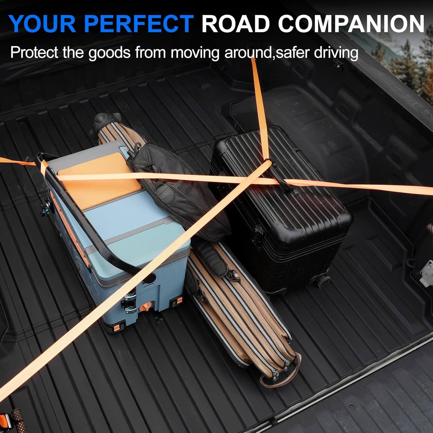 Retractable Ratchet Straps for 2019-2026 Chevy Silverado/GMC Sierra 1500 Accessories, 2PCS Self Retractable Tie Down Straps, Heavy Duty Quick Release and Tool-Free No Drill Install