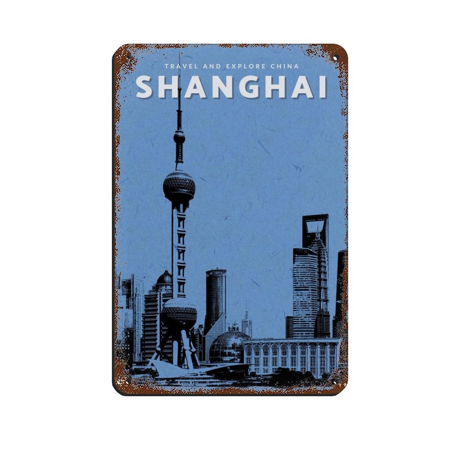 Poster de voyage en Chine plaque métal vintage décoration murale maison bar