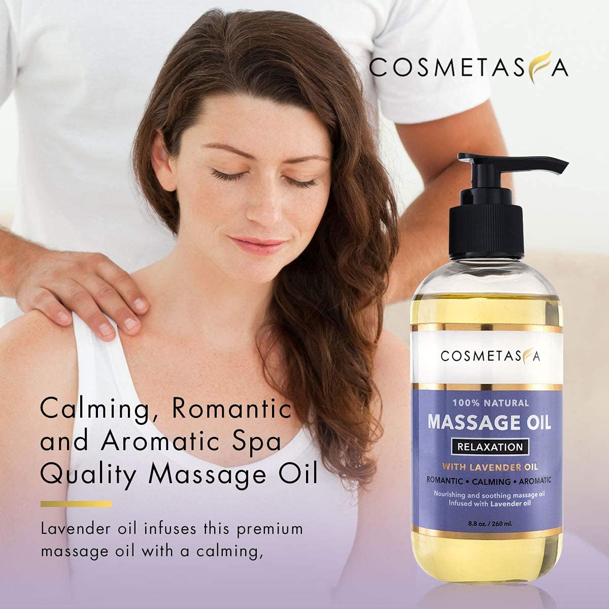 Sensual Lavender Massage Oil with Massage Roller Ball - No Stain 100% Natural Blend of Spa Quality Oils for Romantic, Calming, Aromatic, Soothing Massage Therapy for Couples : Health & Household