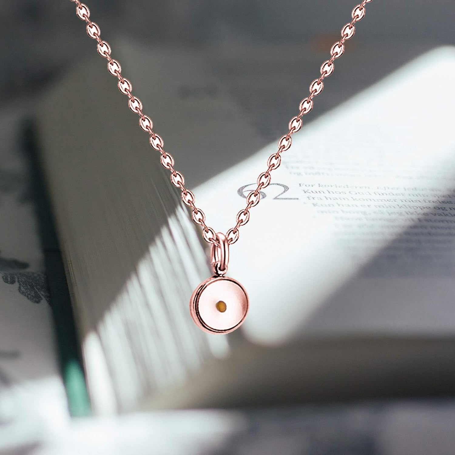 Dainty Mustard Seed Pendant Necklace for Women(Necklace RG) - Image 7