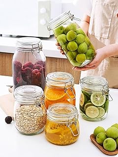 برطمان زجاج بغطاء كلبس محكم الغلق ومانع للتسريب عملي جداً متاح 5مقاسات من دولار للاستيراد، TDH-2253-987