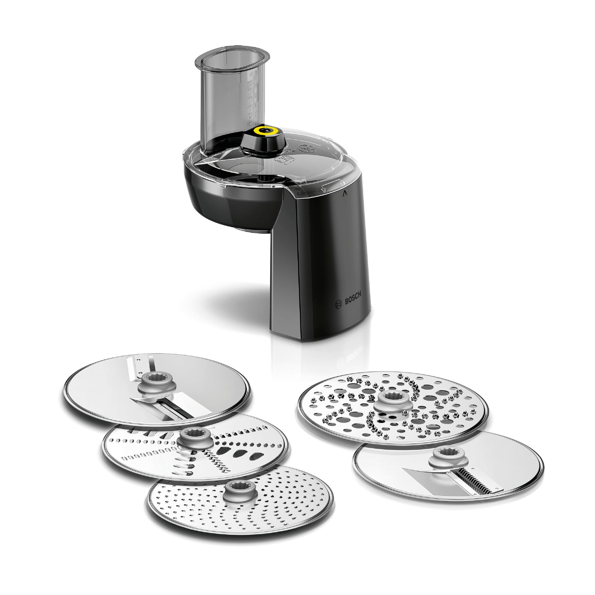 Bosch VeggieLove Set MUZS68VL, Durchlaufschnitzler, 5 Scheiben, Raspeln, Schneiden, Reiben, Zubehör passend für Küchenmaschine Serie 6, Serie 8, OptiMUM