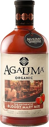 Agalima Organic Authenic Bloody Mary Drink Mix, All Natural, 1 Liter 33.8 Fl Oz Glass Bottle, Individually Boxed
