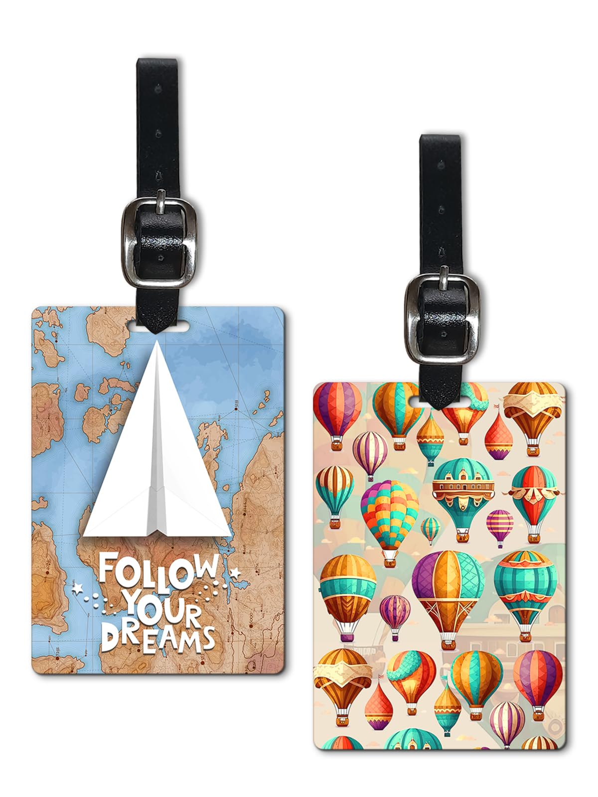 Lentikart 3D Lenticular Luggage Tag Set of 2 | Paper Plane Quote & Hot Air Balloon | Luggage/Bag/Travel ID Label Tags for Suitcase & School Bags-image-33