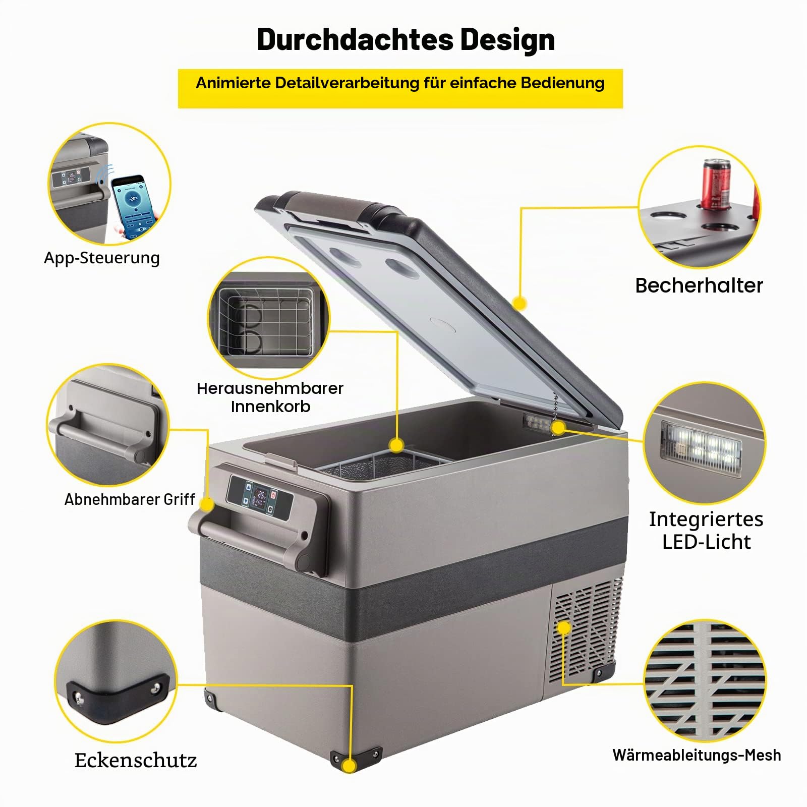 VEVOR Auto Kühlschrank 45L Kompressorkühlbox 60W Tragbarer Kühlschrank