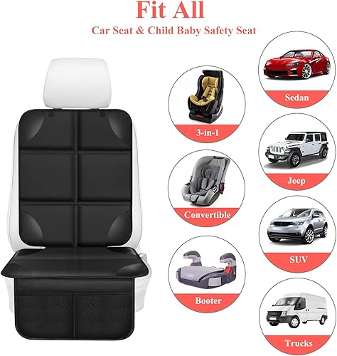 Miniatura 7 de Protector de asiento de automóvil, protector de asiento acolchado grueso debajo del asiento de automóvil de bebé, funda de asiento de tela