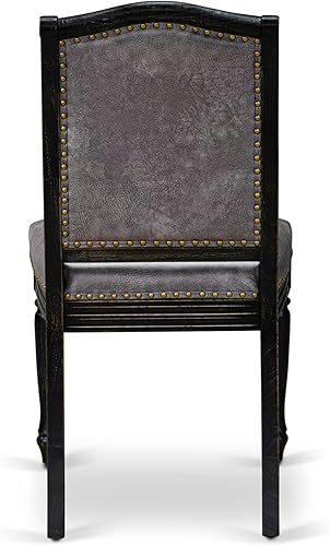 Miniatura 13 de LEMA7-SBB-34-Juego de mesa de comedor de 7 piezas consta de una mesa de cocina y 6 sillas tapizadas de piel sintética gris oscuro con respaldo