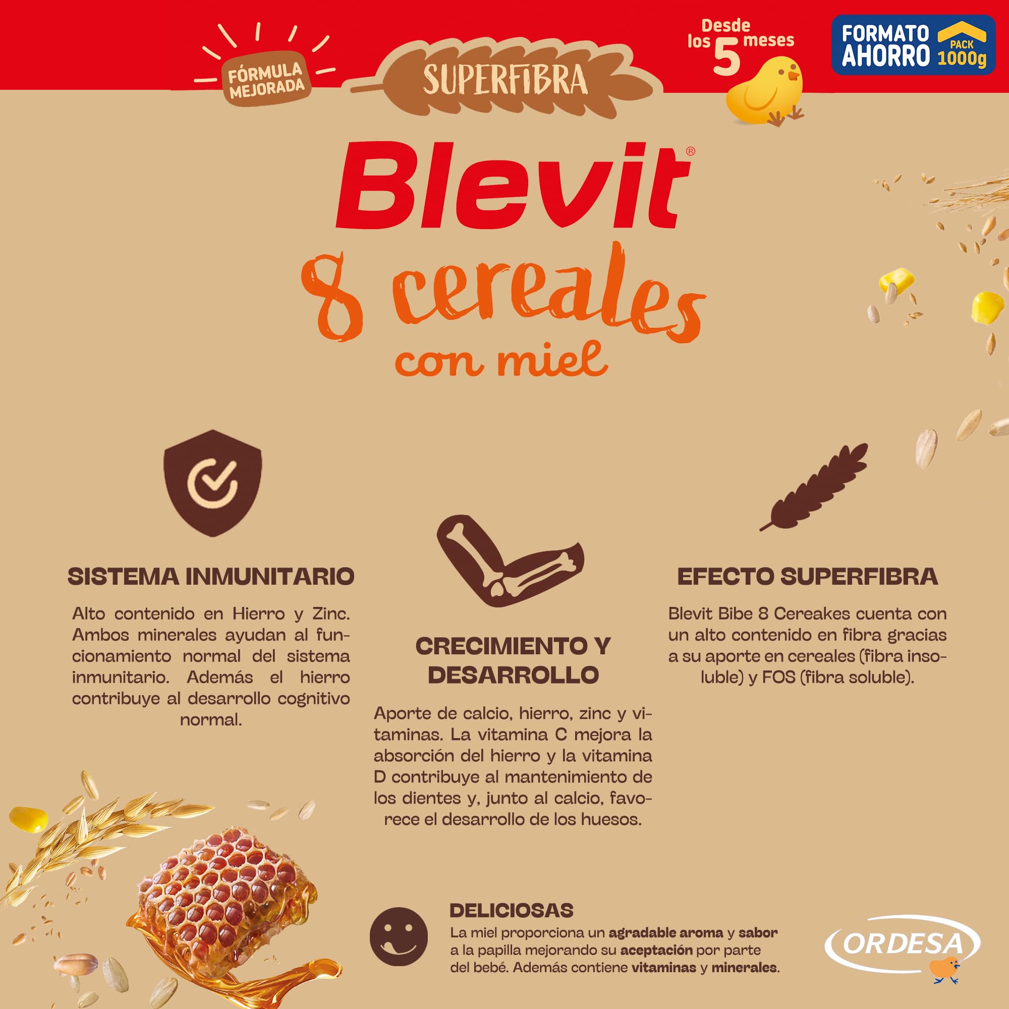 Blevit Superfibra 8 Cereales con Miel 1kg Papilla para Bebé desde 5 Meses