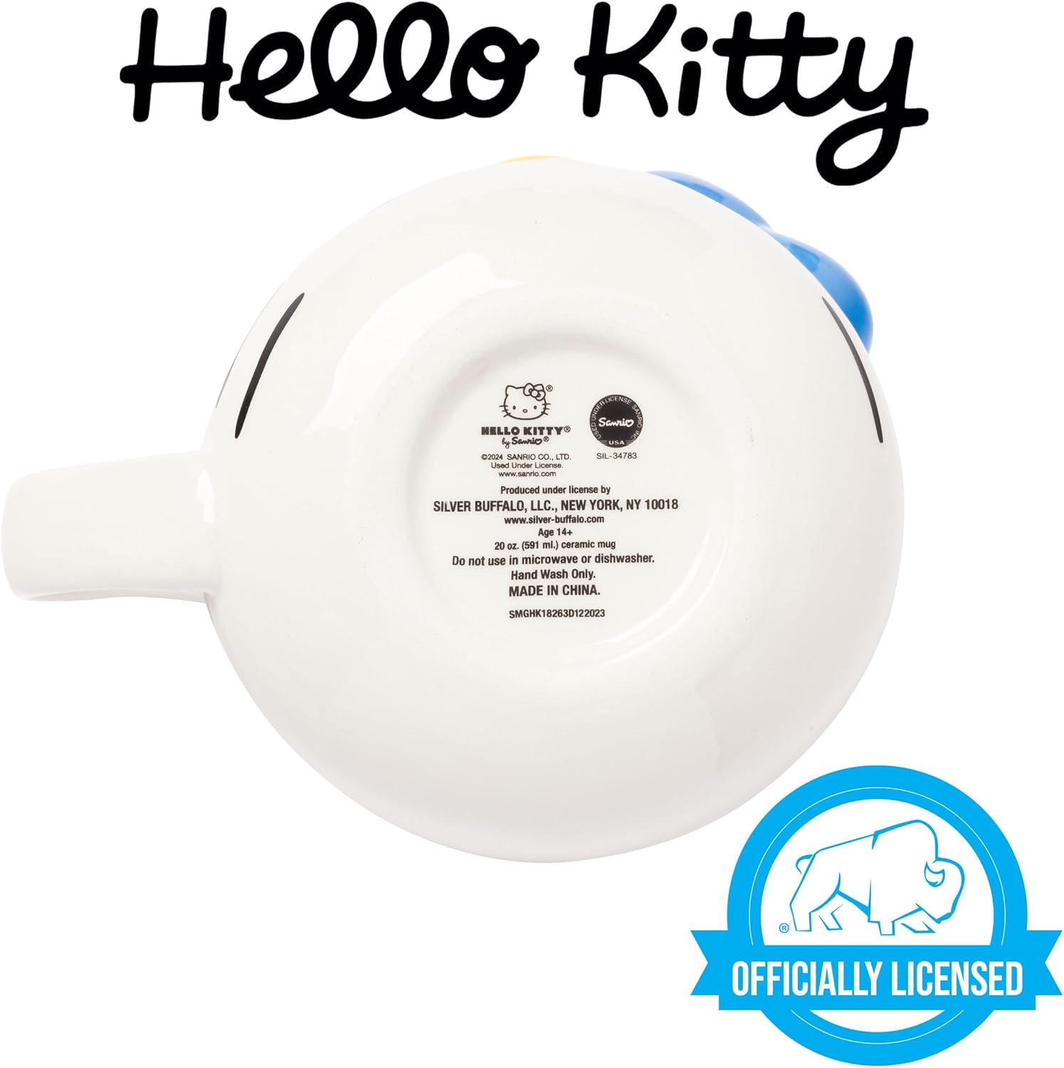 Silver Buffalo Sanrio Hello Kitty Blue Bow Ceramic 3D Sculpted Mug, 20 Ounces - Image 5