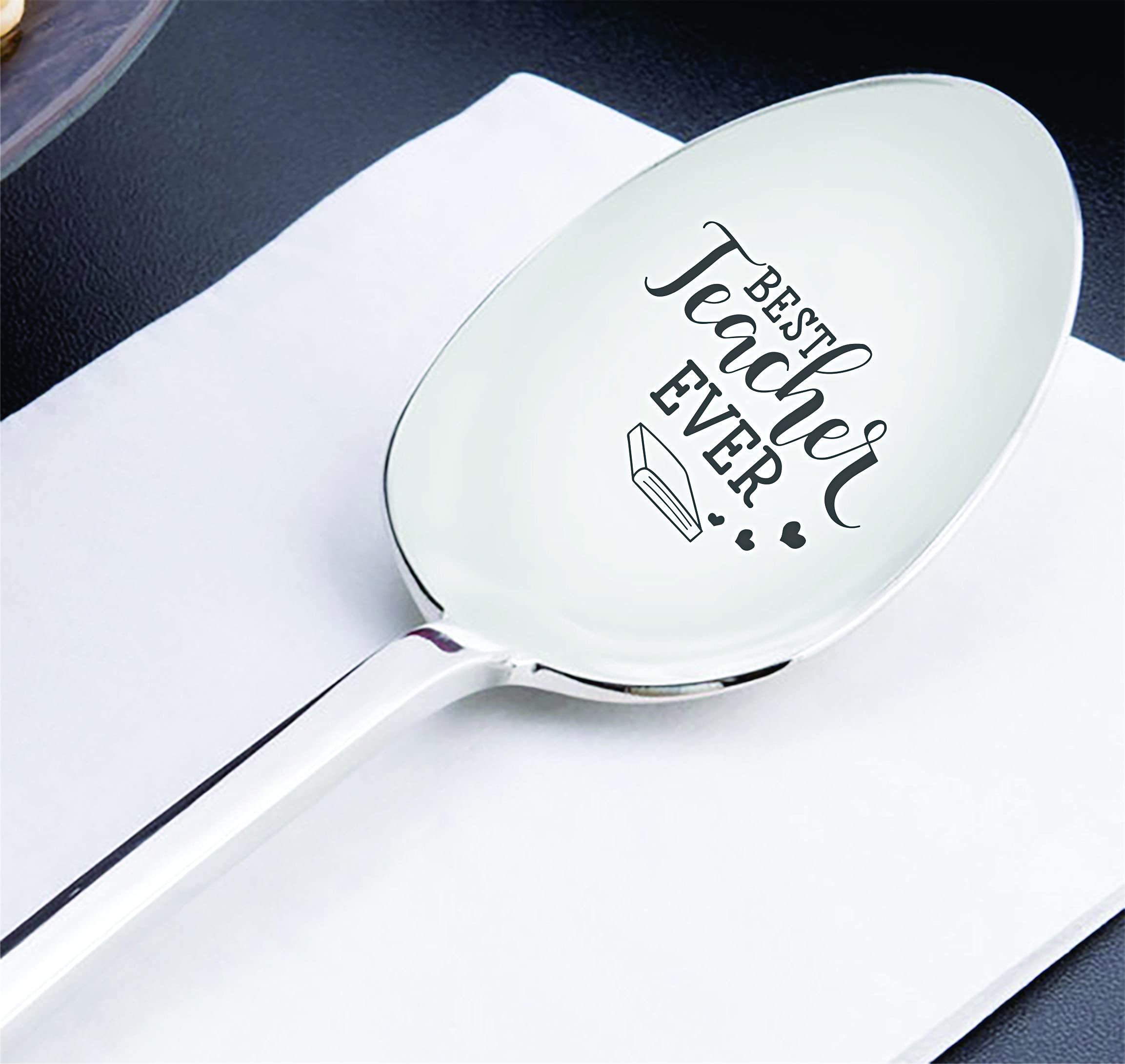 "Best Teacher Ever" Engraved Spoon - 7 Inch Stainless Steel Gift For Teachers, Professors, Thank You Present - View #7