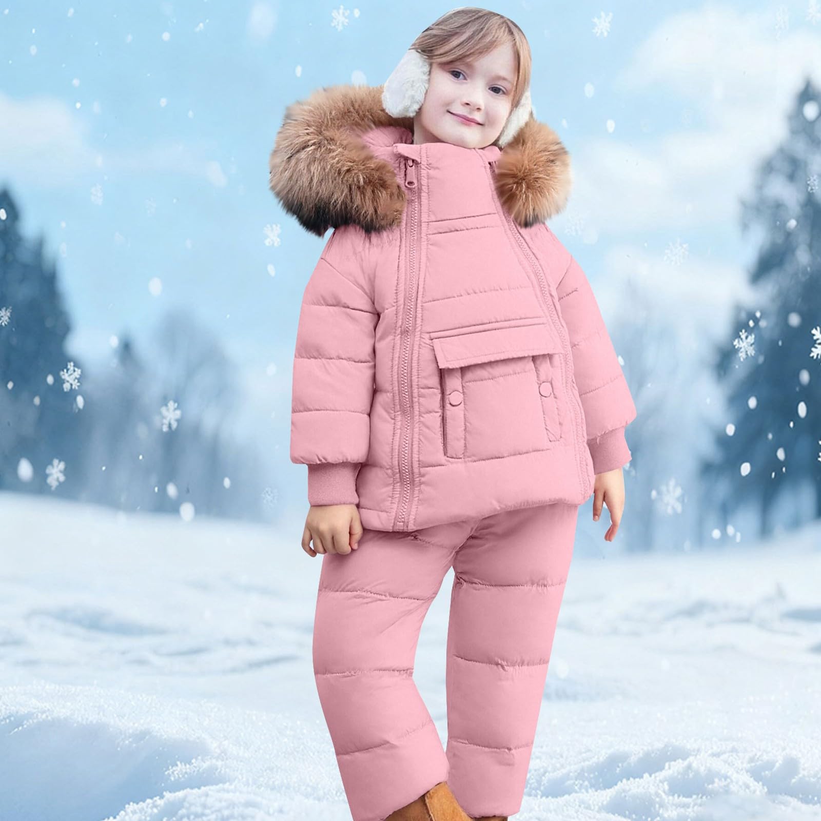 Traje de esquí para niños, juego de 2 piezas, chaqueta de invierno y pantalones para invierno y nieve, chaqueta con capucha a prueba de viento con bolsillos, juego de invierno para niños y niñas, 12