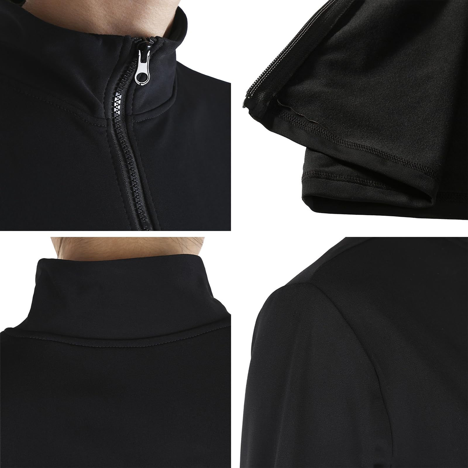 Veste de Patinage sur Glace Filles Femmes Vestes D'entraînement de Patinage Artistique en Cristal(Size:3XL,Color:Noir-Thin)