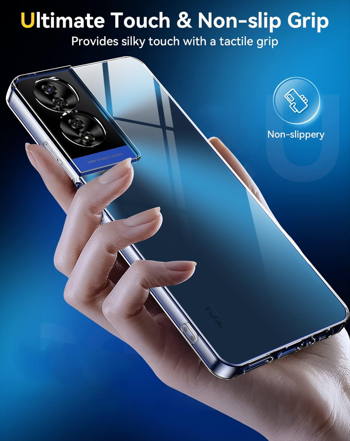 Cover Per TCL 50 SE E TCL 40 NxtPaper 4G – Custodia In Silicone TPU Trasparente + 2 Pellicole In Vetro Temperato, Antiurto E Anti Impronte