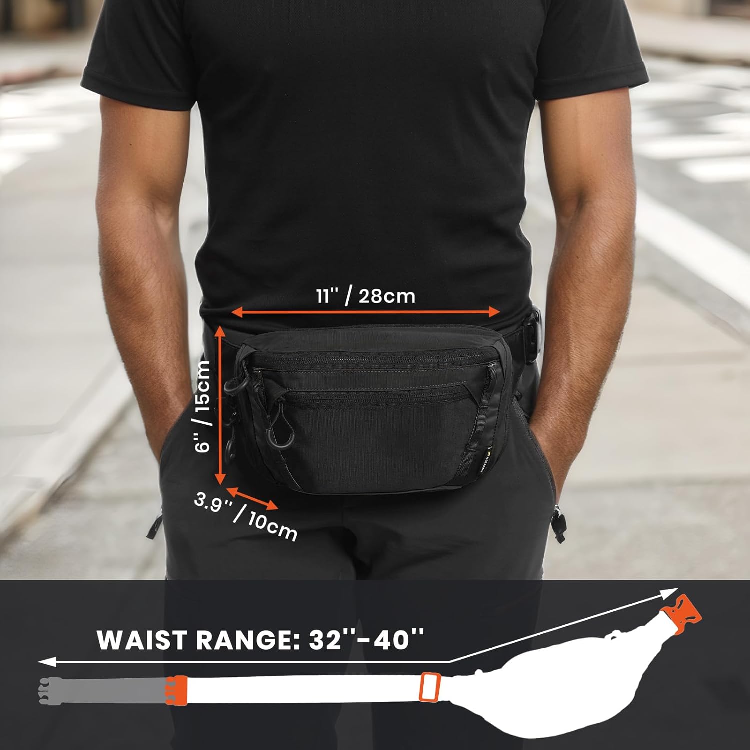 Tactical CCW Fanny Bag, Concealed Carry Fanny Pack w/Adjustable Waist Belt Tactical Waist Bag Handgun Pouch with Universal Pistol Holster, Everyday Hip Pack for Men Travel Outdoor (Black) - Image 5