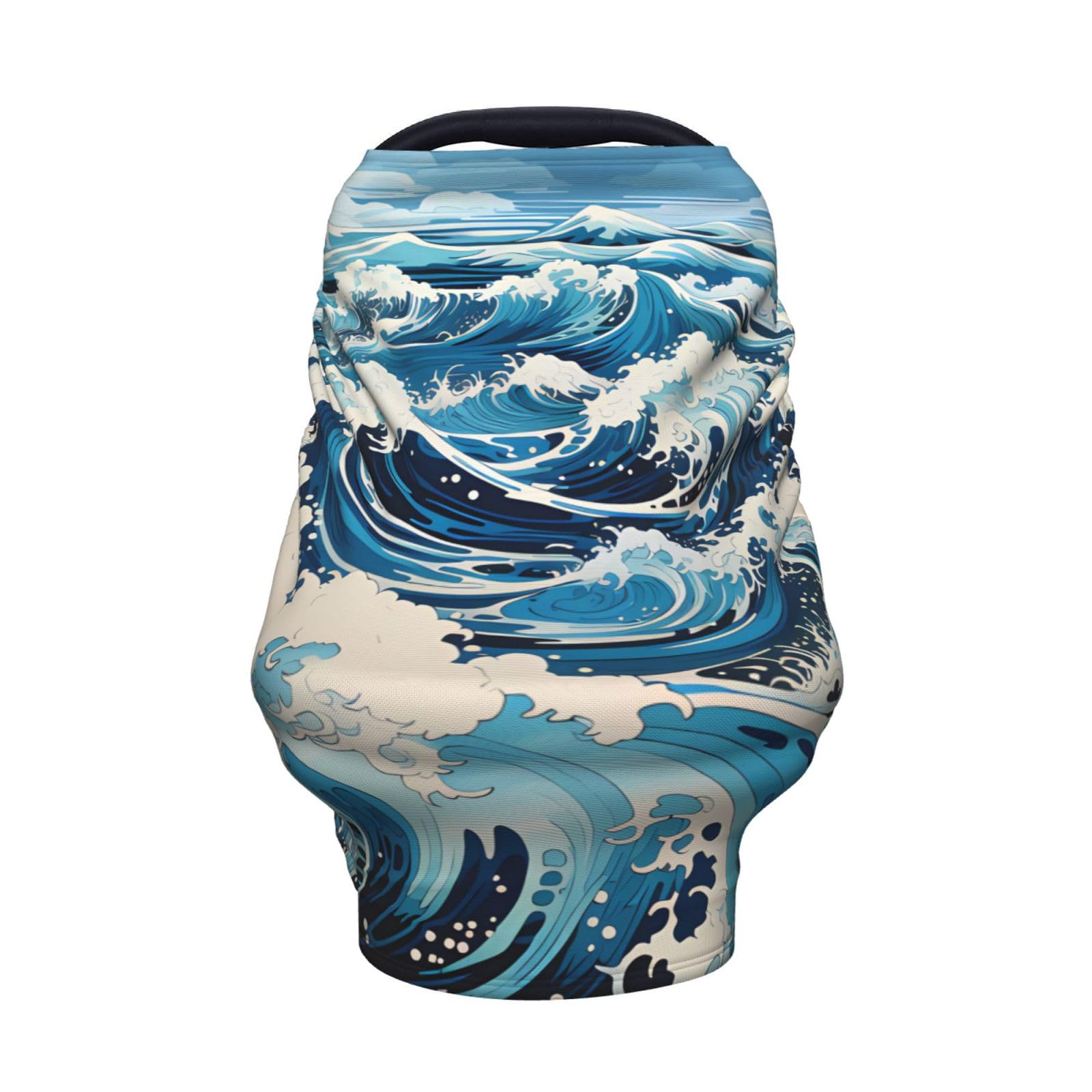 XZDHYZ Ukiyo-e style waves Versatile full-print Stroller Chair Cover/Nursing Cover, specially designed for your baby, Black