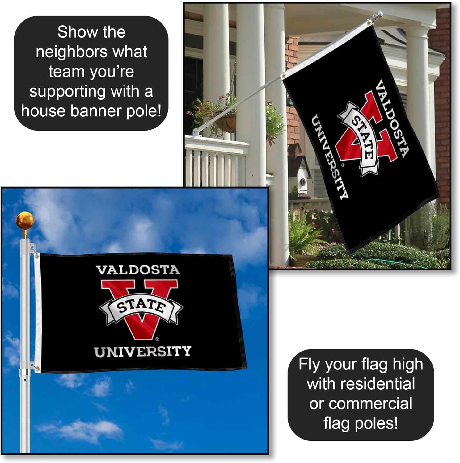 Valdosta State Blazers Black Large Grommet Banner Flag - Image 3