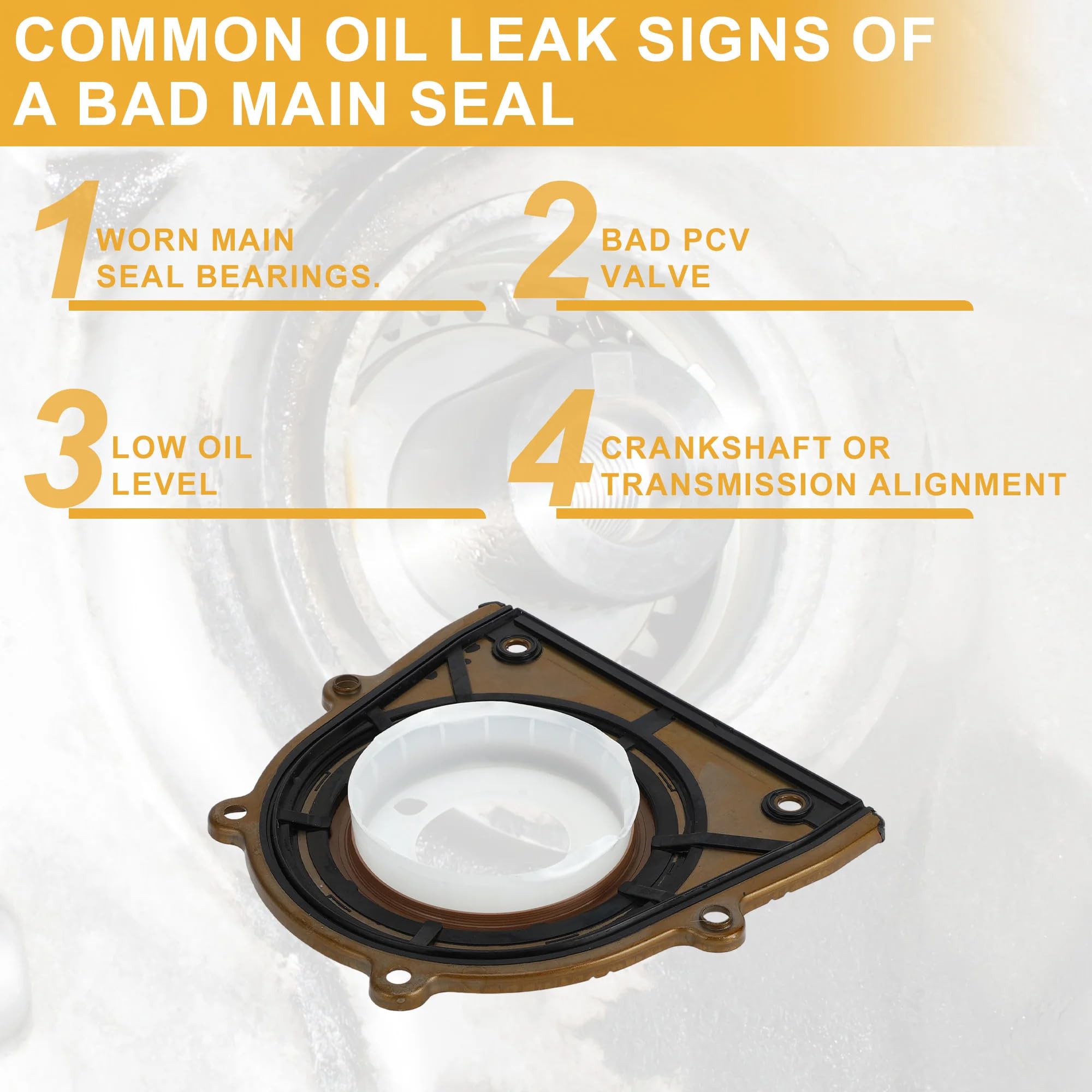 Retén Aceite para Mazda 3/5/6, para Ford C-MAX Ecosport Escape Edge Mustang, Sello de Aceite del cigüeñal Trasero del Motor LF01-11-310