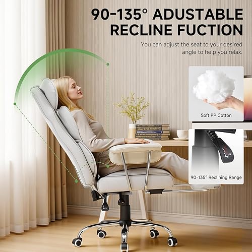 Miniatura 8 de COMHOMA Silla de juegos grande y alta con soporte lumbar de resorte de bolsillo, silla de oficina ergonómica con reposapiés, silla de escritorio