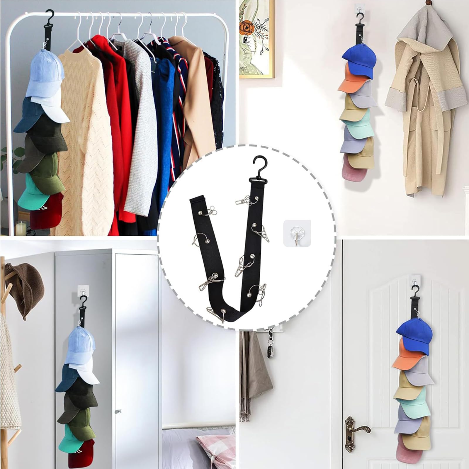 2er Set Cap Halterung Wand - Schwarz, Platzsparende Kappenaufbewahrung Für Bis Zu 10 Baseballcaps