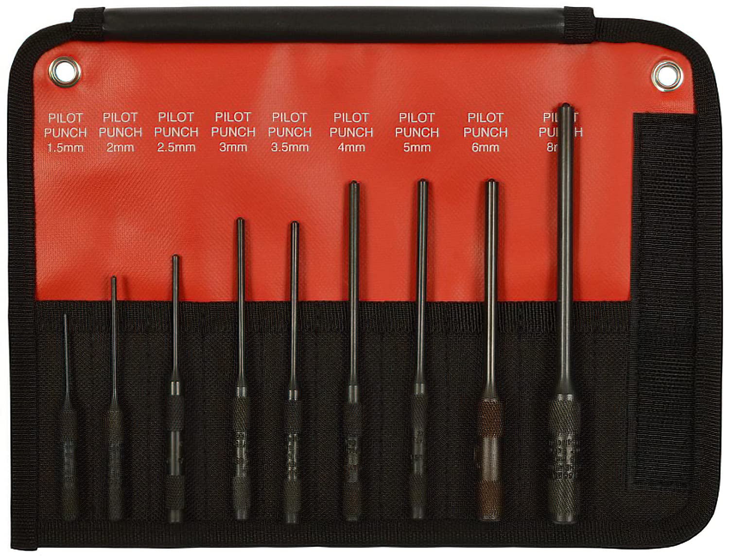 Mayhew Tools 66262 Pilot Punch, 9-Piece Set, Black Oxide Finish