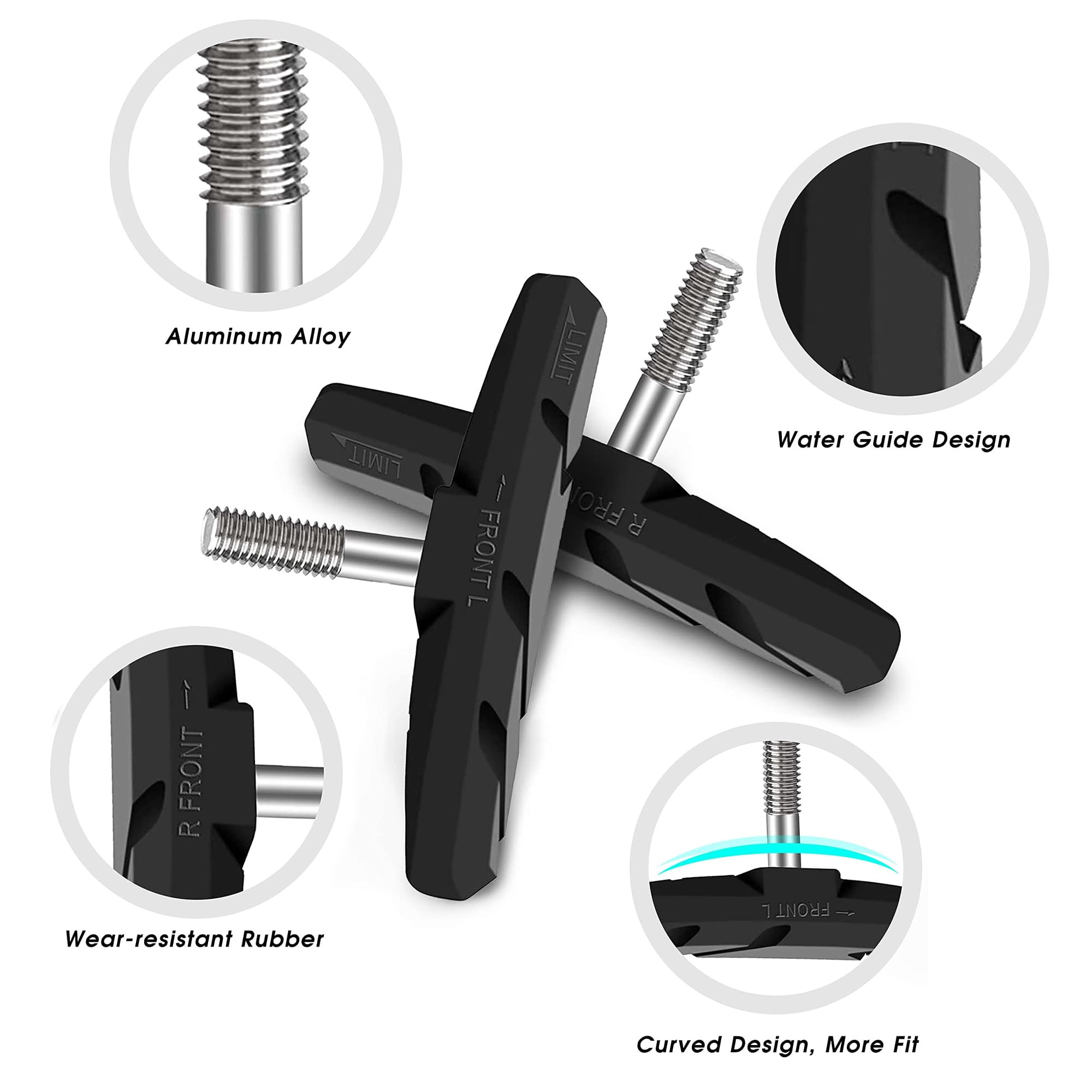 YHT 2 works V Bike Brake Pads,70mm Brake Bicycle Blocks with Hex Nuts and Spacers,Universal Bike Brake Blocks for Mountain Bikes Road Bikes,1 hexagonal spanner included(Black) - Image 3