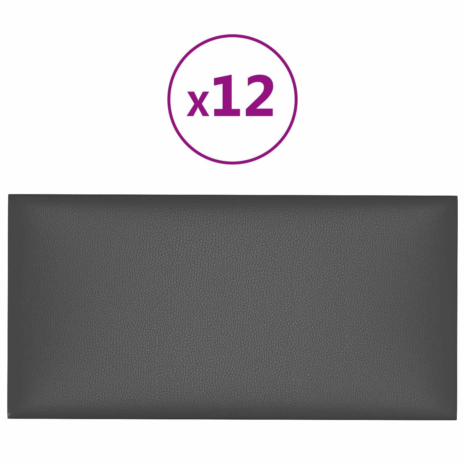 Juego de 12 cabezales de pared de tela gris de 30 x 15 cm, revestimiento de pared para dormitorio e interior, panel moderno para decoración, renovación y montaje