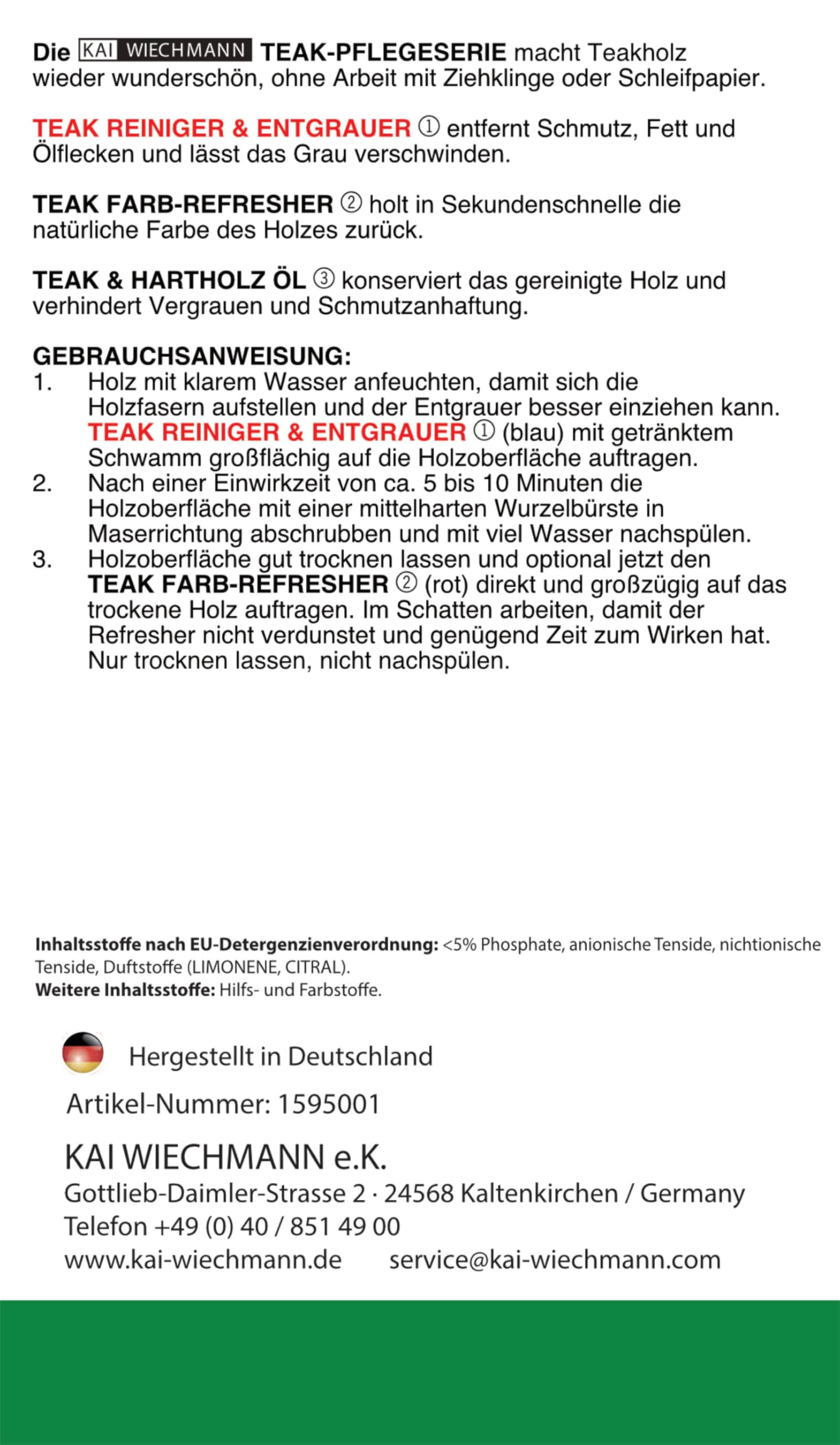 Teak Entgrauer 3 Liter entfernt graue Patina Schmutz und Fett