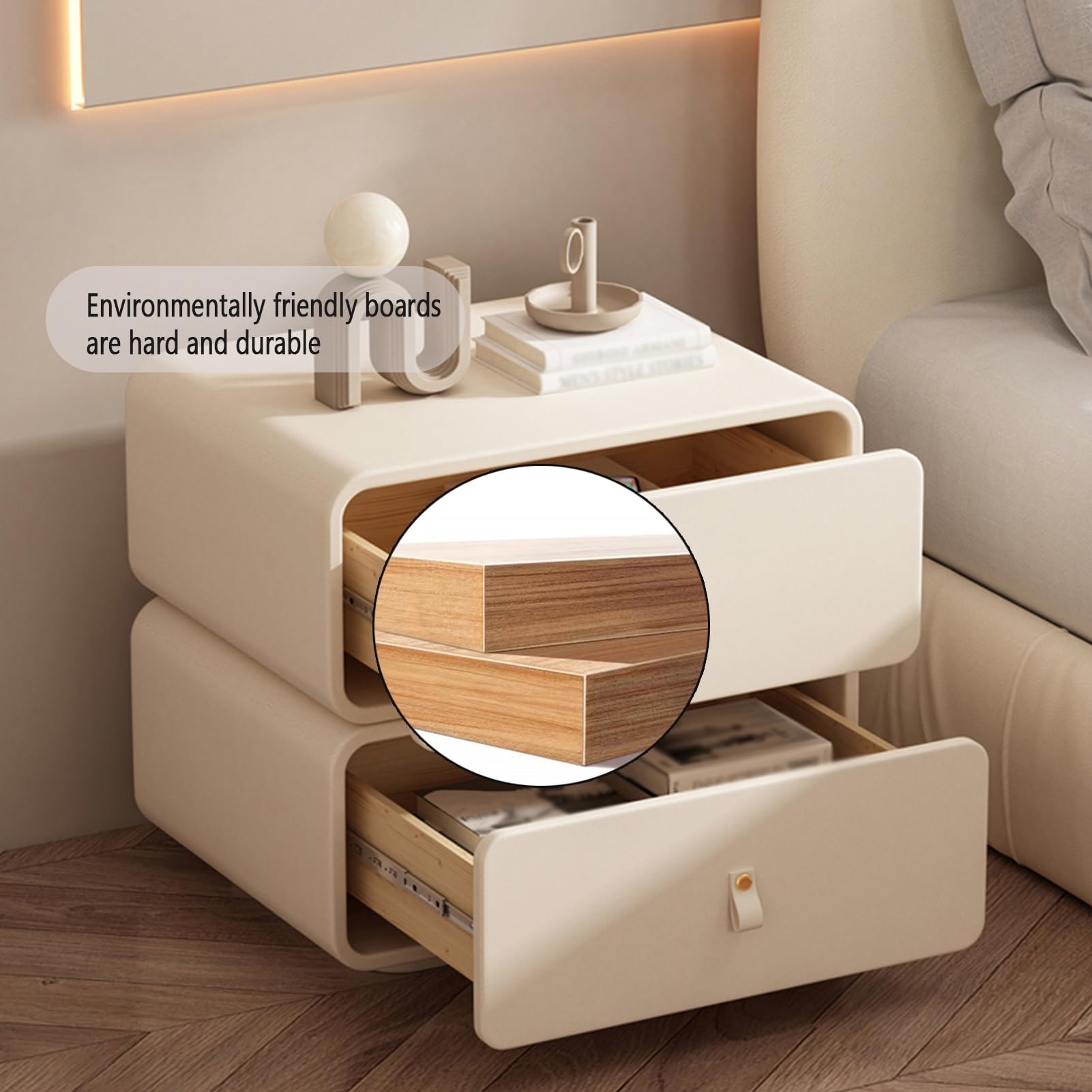IKEA Minimalist Grey Bedside Cabinet With Drawer White Background - View #9