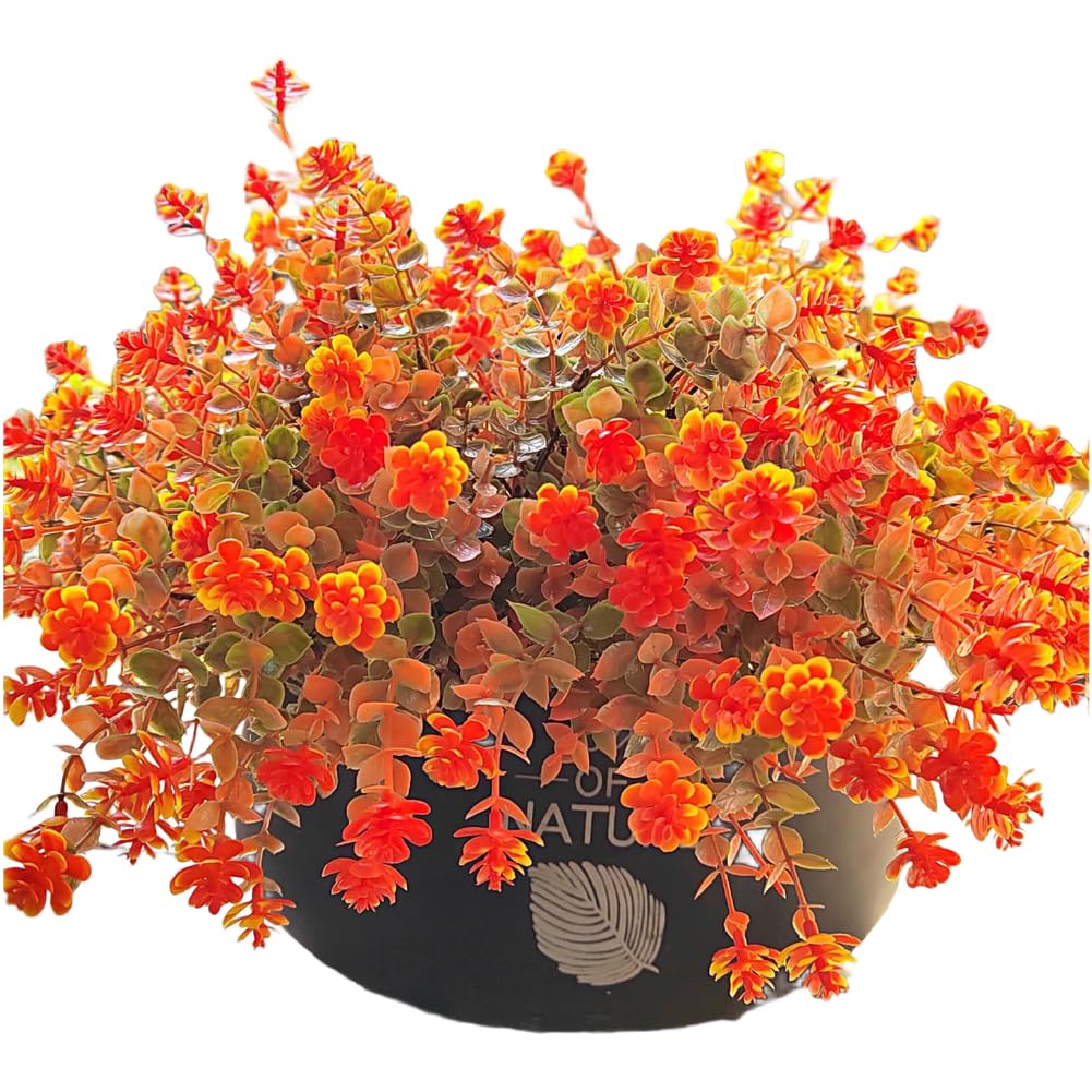 7 Fleurs artificielles d'eucalyptus et camélia d'automne en plastique