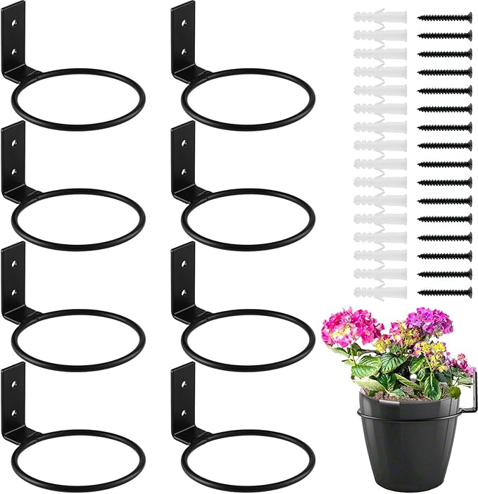Amazon.com: KvyusFlourish 8-Pack 4 Inch Flower Pot Holder Ring Wall ...