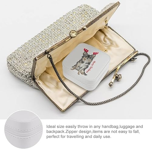 Miniatura 3 de Dogo Argentino Christmas Dog with Antlers Small Travel Jewelry Box Organizer Display Storage Case for Rings Earrings Necklace Xmas Holiday Gifts for