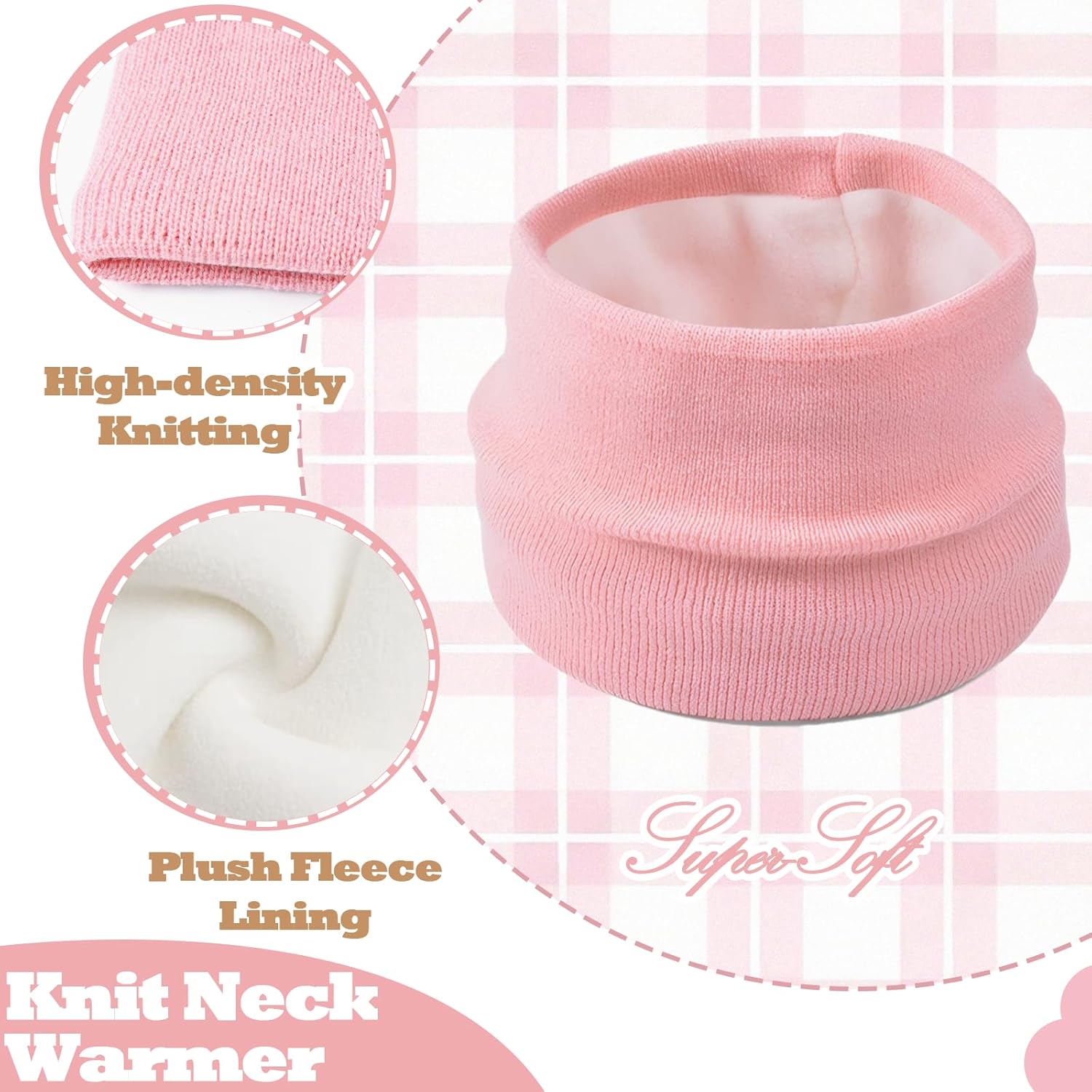 Kids Winter Beanie Hat Scarf Gloves Set for Girls Boys Age 3-10Y,Cute Bow Cuffed Knitted Hat Neck Scarf with Fleece lined - Image 3