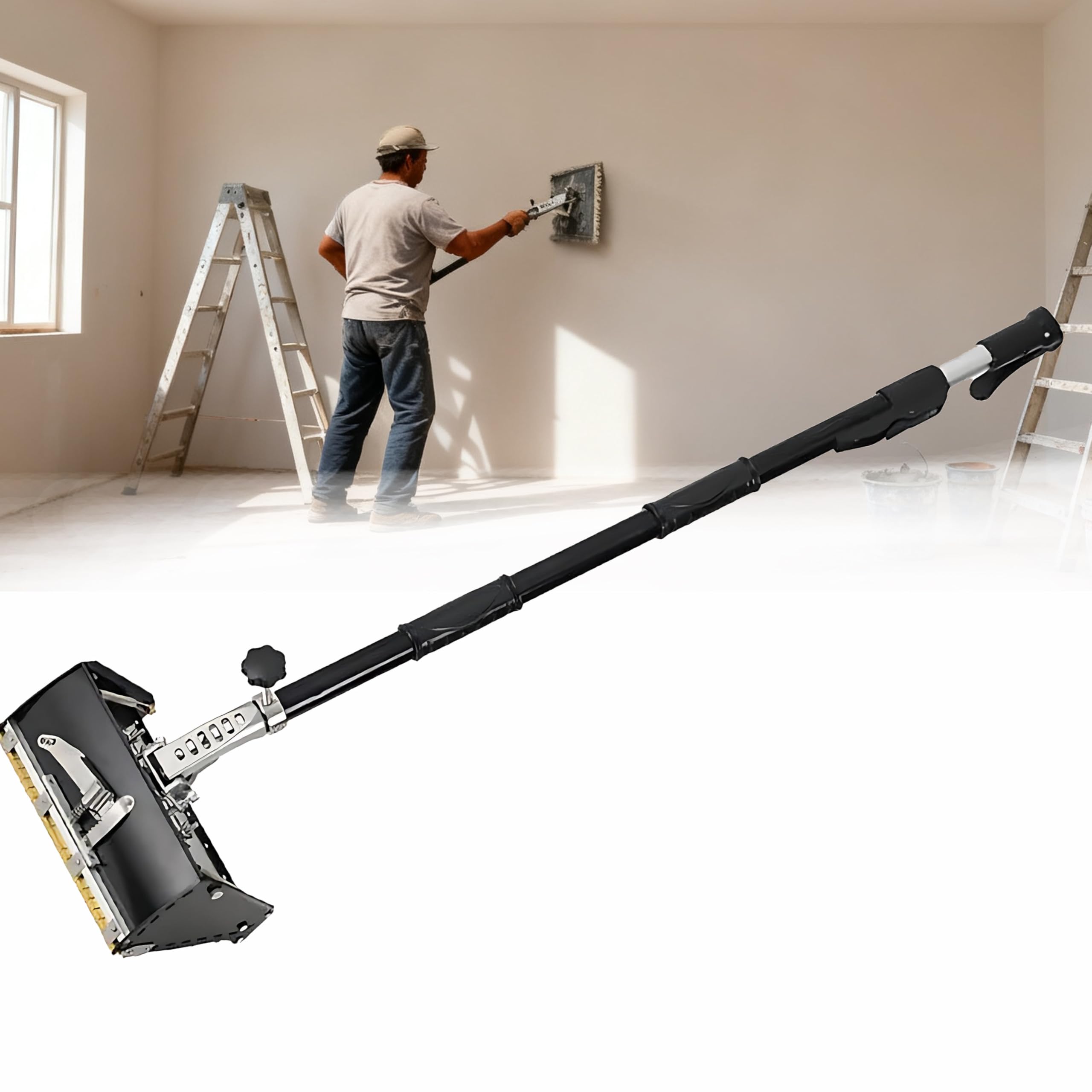 Strumento piatto per la finitura del cartongesso, coltello per stucco per pulizia rapida, strumento di finitura con manico regolabile per fango, composto e nastratura, perfetto per lavoratori e