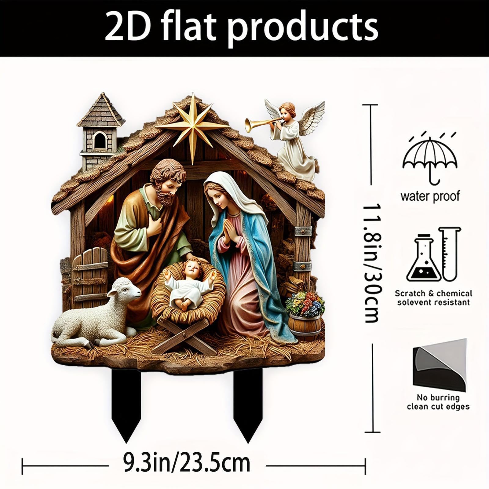 Presepe Da Esterno In Metallico Con Statua Acrilica Di Gesù Bambino - Decorazione Natalizia Per Giardino, Balcone E Terrazzo