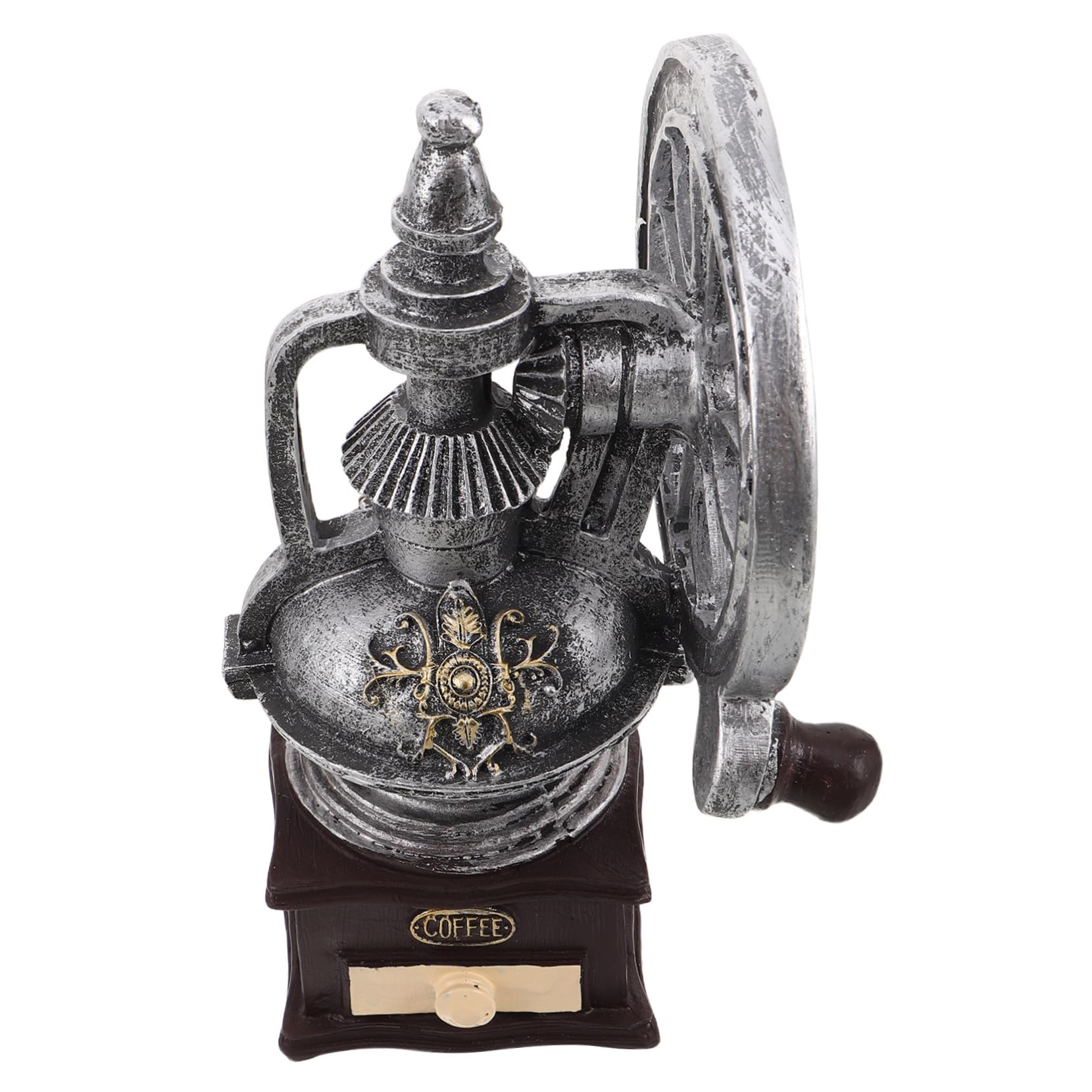 Cafetière vintage en résine : ornement de bureau compact et figurine rétro