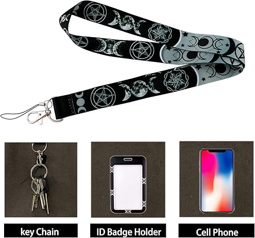 Miniatura 4 de Cinta negra con llavero para mujeres y hombres, diseño de triple luna con el signo de la diosa con el signo de diosa material suave de alta calidad