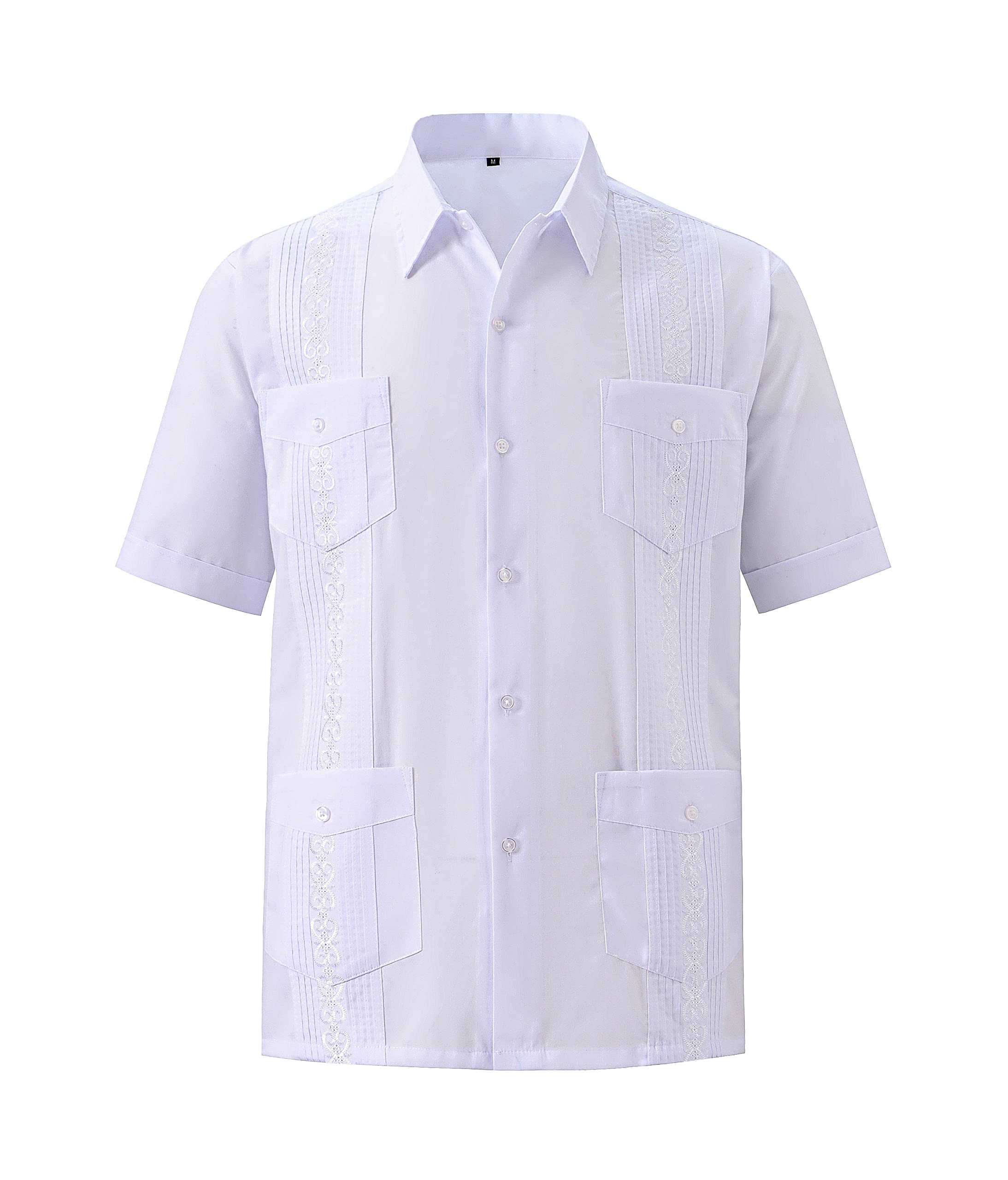 Men's Short Sleeve Guayabera Shirts for Men Button Down Cuban Beach Shirt Tops