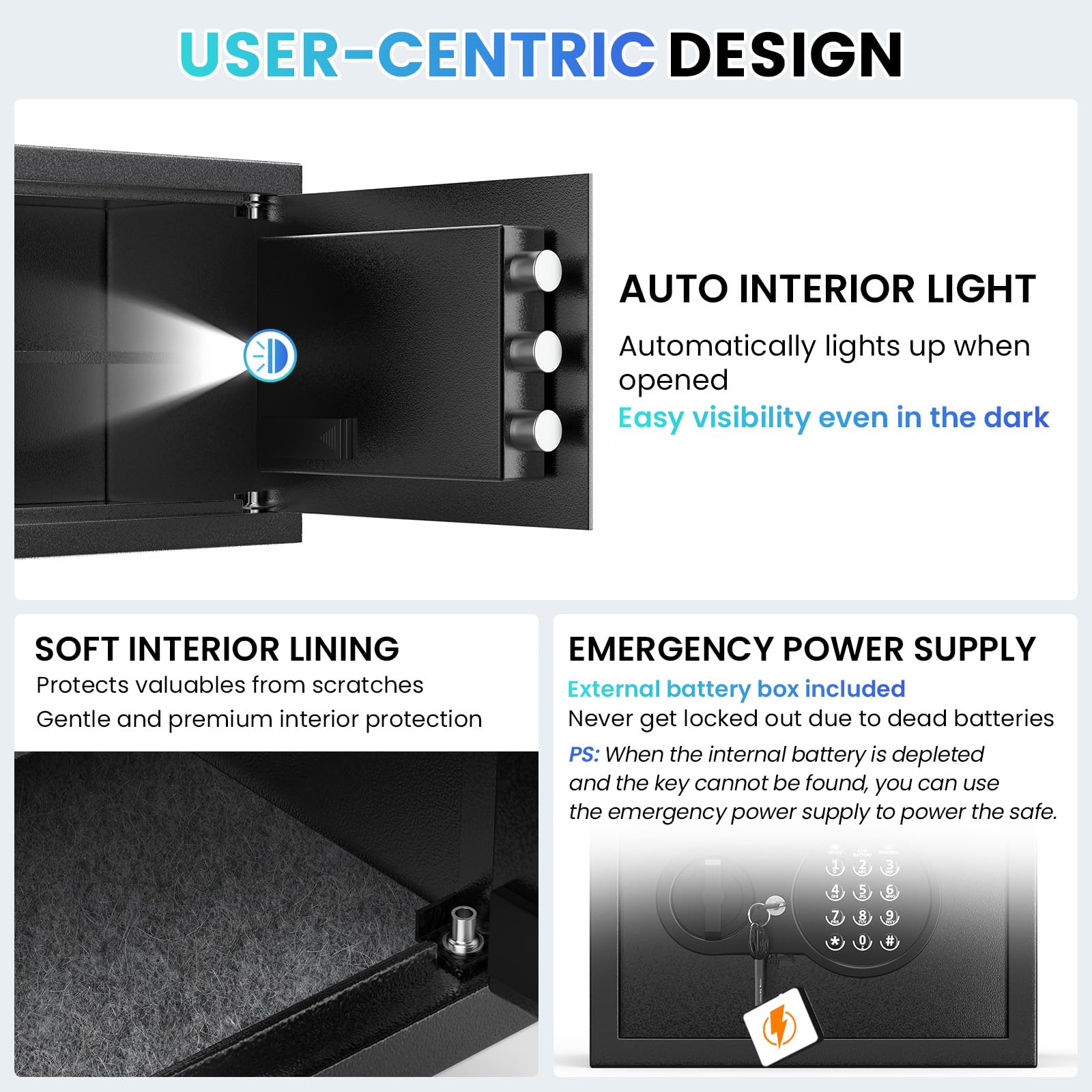 Mitlvge 1.2 CU Ft Home Safe Ignífugo Impermeable, Pequeña Caja Fuerte Ignífuga con Bolsa De Dinero Ignífuga, Teclado Programable Y Repisa Extraíble, Caja Fuerte Digital De Seguridad para Dinero Domé