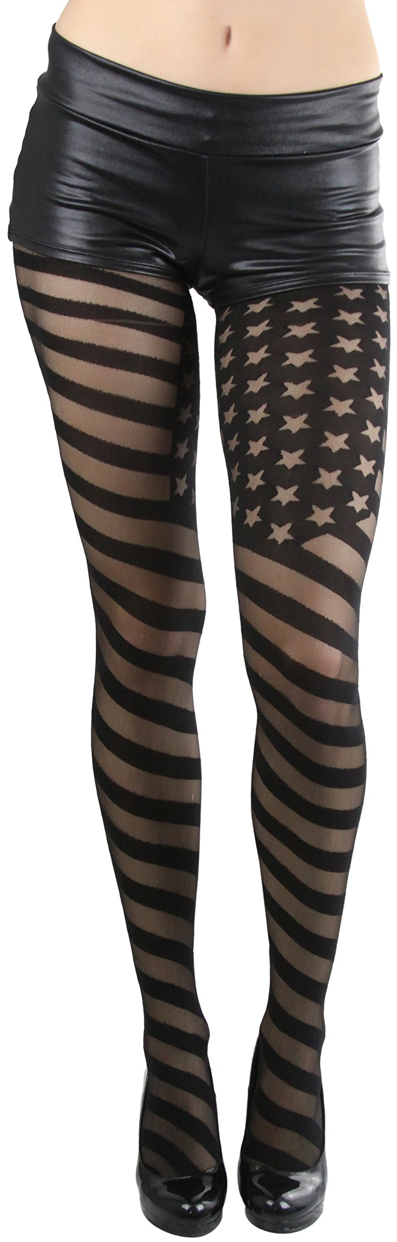 ToBeInStyle Women’s Superhero Superwoman American Flag Opaque Tights Costume Pantyhose