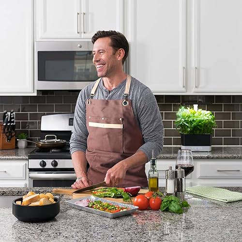 Miniatura 5 de Delantal de chef para hombres y mujeres, delantal ajustable para cocina, hornear, pintura, delantal de lona para jardín, restaurante, cafetería