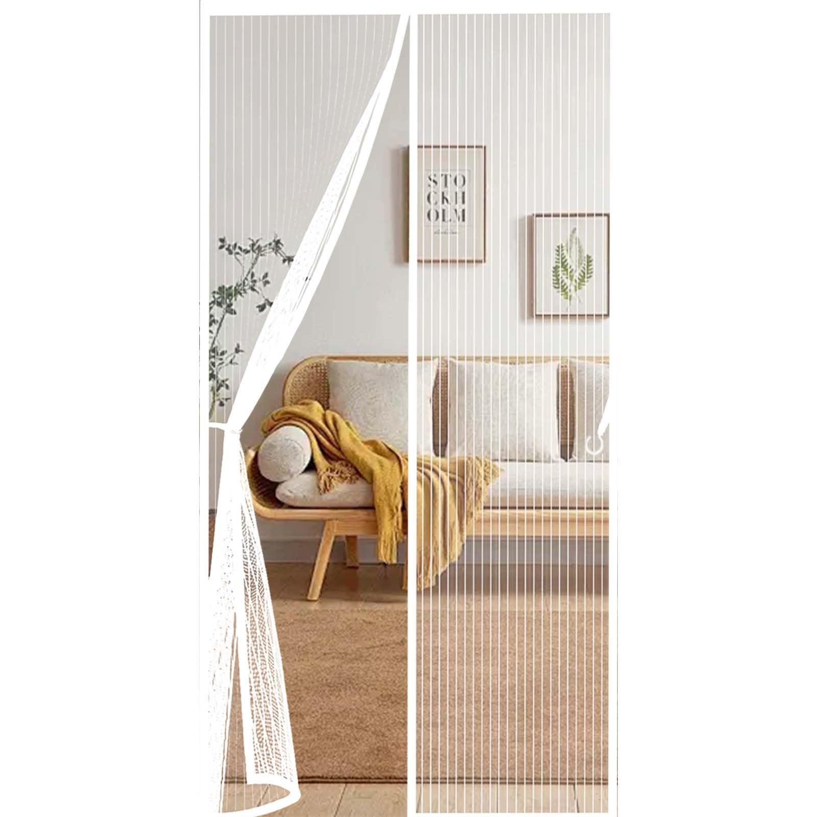 Feijdon White Magnetic Screen Door 130 X 216 Cm Durable, Keeps Bugs Out, Kid And Pet Friendly Heavy Duty Self-Sealing Fly Mesh Lets Fresh Air In, Hundreds Of Sizes,