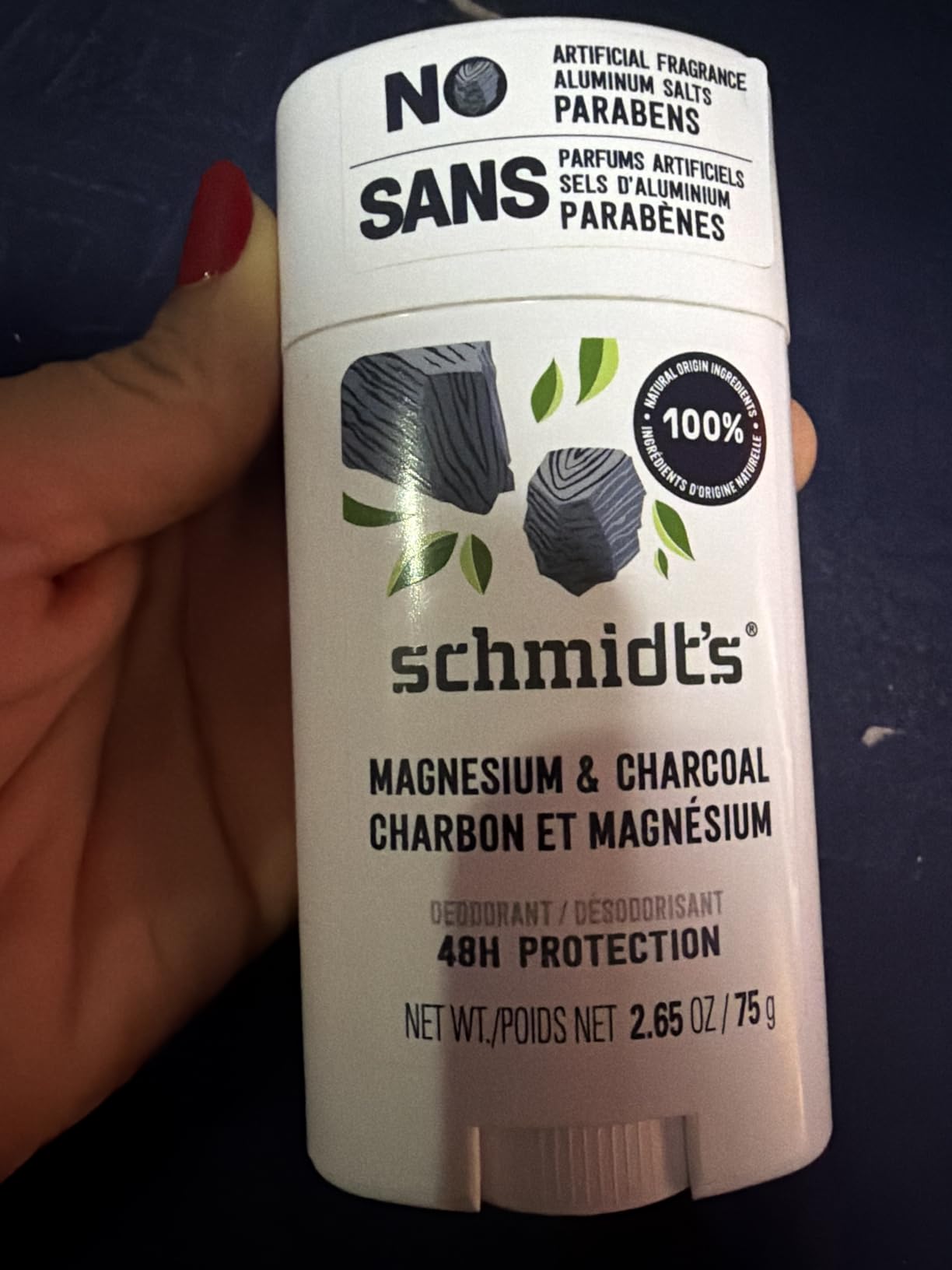 Unilever Schmidt's Aluminum-Free Vegan Deodorant Charcoal & Magnesium with 24 Hour Odor Protection, for Women and Men, Natural Ingredients, Cruelty-Free, 2.65 oz