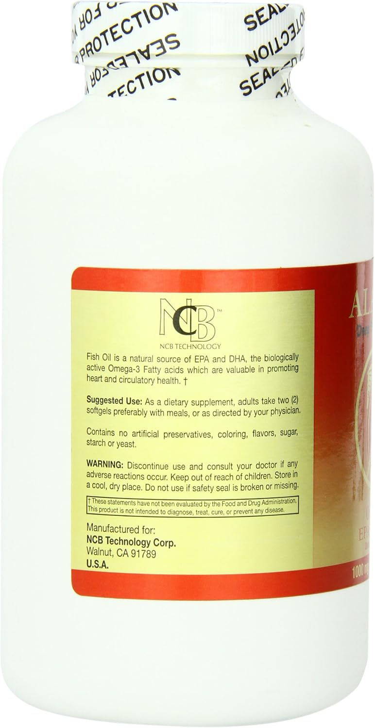 NCB Alaska Deep Sea Fish Oil, Omega 3 1000mg 300 Softgels