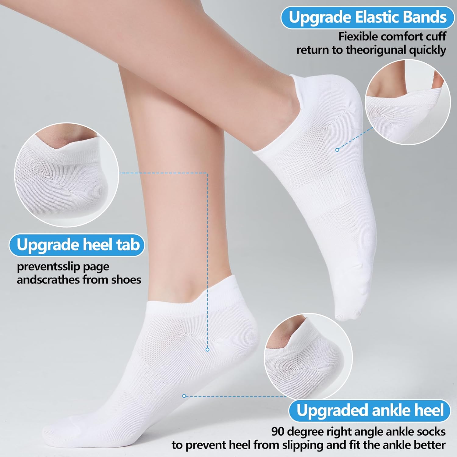 Corlap Ankle Socks Womens and Men - 8 Pairs Thin Low Cut No Show Athletic Running Socks With Tab - Image 6