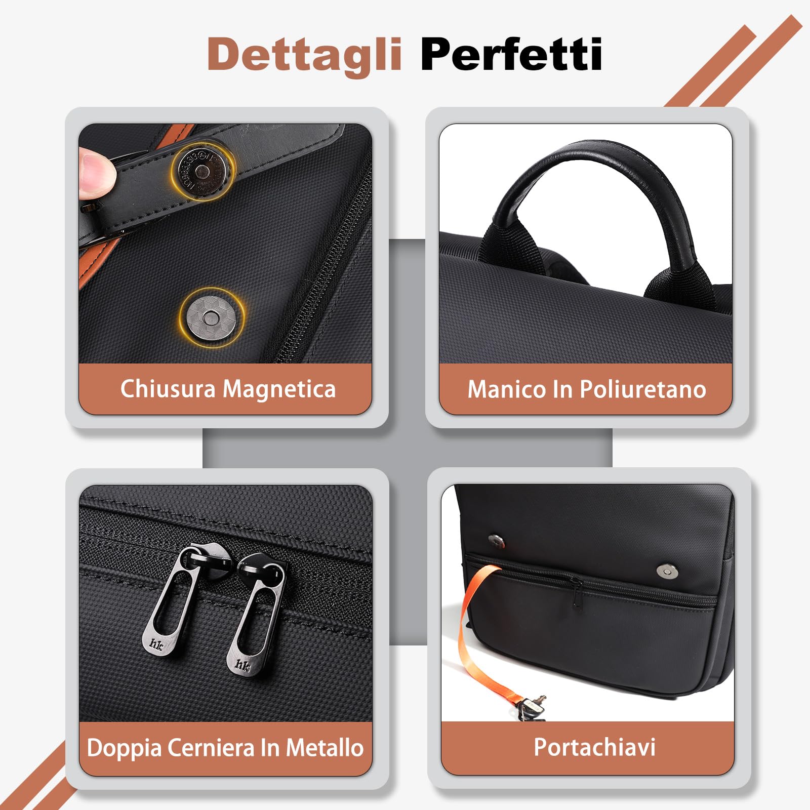 hk Zaino Vintage Uomo Donna Porta PC 15,6 Pollici | Zaino Laptop Impermeabile con Patta Magnetica, Zaino Antifurto Casual Leggero per Lavoro Università Viaggio Business, Nero